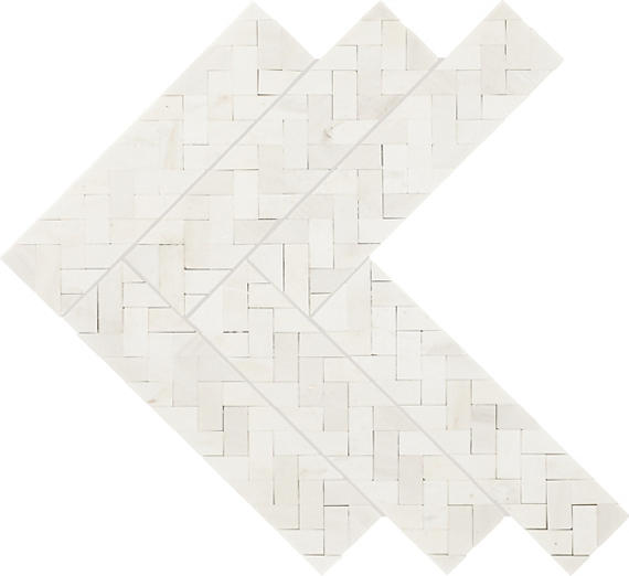 13x14 Eclessia Marble Herringbone Mosaic Natural-Look Polished Smooth Marble Tile