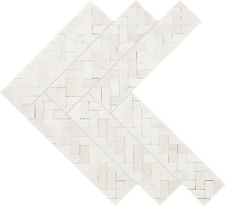 Soft White - 13x14 Eclessia Marble Herringbone Mosaic Natural-Look Polished Smooth Marble Tile