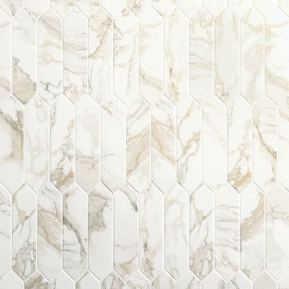 3x12 Divinium Picket Natural Marble-Look Glossy Smooth Porcelain Tile
