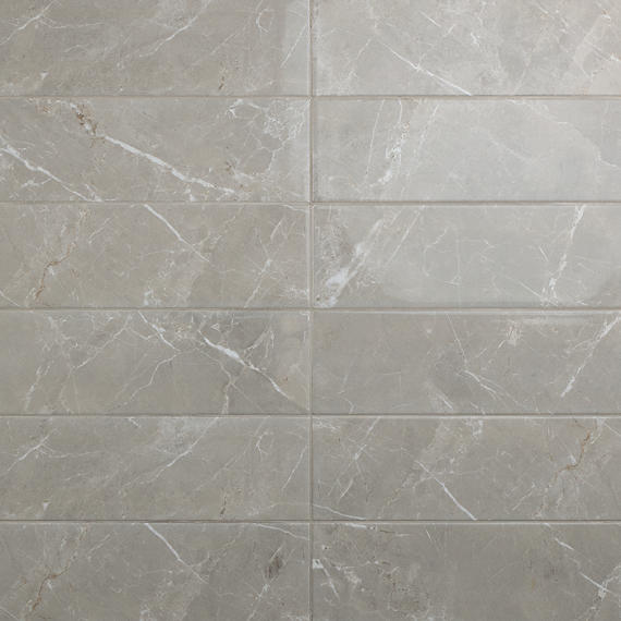 6x18 Platinum Natural Marble-Look Glossy Smooth Porcelain Tile