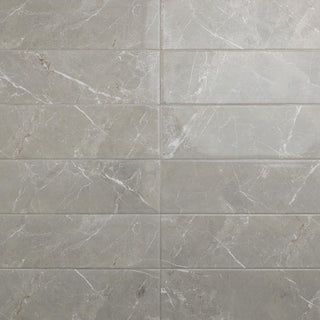 6x18 Platinum Natural Marble-Look Glossy Smooth Porcelain Tile