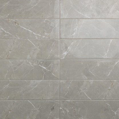 6x18 Platinum Natural Marble-Look Glossy Smooth Porcelain Tile