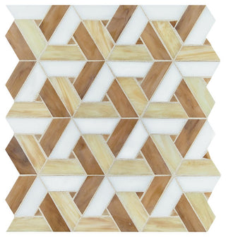 13x15 Vivify Trapezoid Mosaic Mixed-Color Glossy Smooth Glass Tile