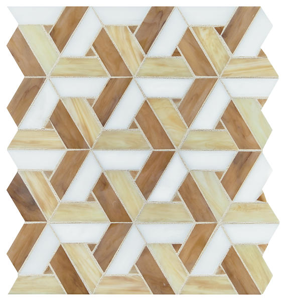 13x15 Vivify Trapezoid Mosaic Mixed-Color Glossy Smooth Glass Tile