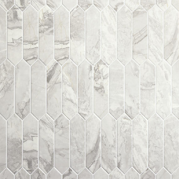 3x12 Divinium Picket Natural Marble-Look Glossy Smooth Porcelain Tile
