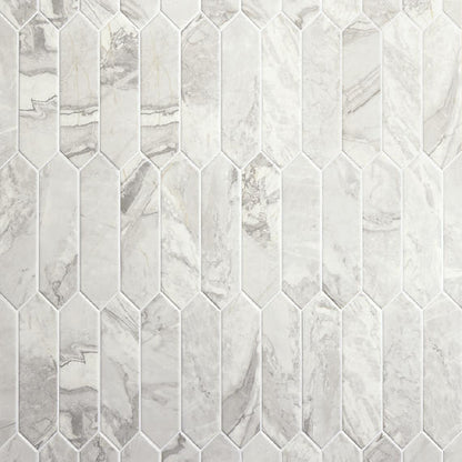 3x12 Divinium Picket Natural Marble-Look Glossy Smooth Porcelain Tile