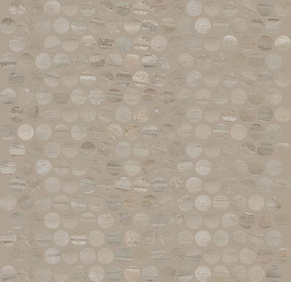 11x13 Famed Circle Penny Round Mosaic Marble-Look Polished Smooth Porcelain Tile
