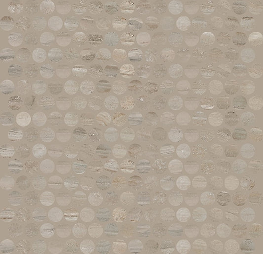 11x13 Famed Circle Penny Round Mosaic Marble-Look Polished Smooth Porcelain Tile