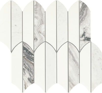 13x14 Eclessia Marble Leaf Mosaic Mixed-Color Polished Smooth Marble Tile