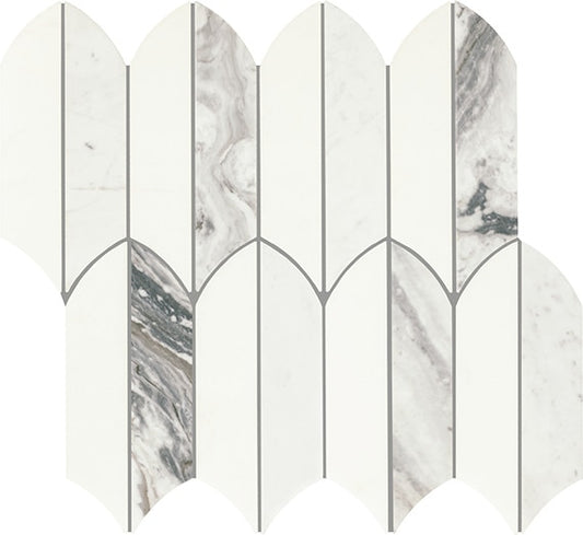 13x14 Eclessia Marble Leaf Mosaic Mixed-Color Polished Smooth Marble Tile