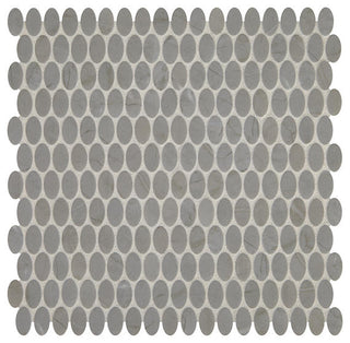 12x12 Statuette Oval Mosaic Marble-Look Matte Smooth Glass Tile