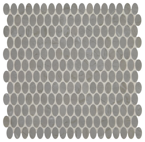 12x12 Statuette Oval Mosaic Marble-Look Matte Smooth Glass Tile