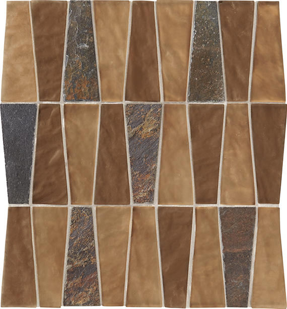 11x12 Regal Pendant Trapezoid Mosaic Mixed-Material Look Glossy Smooth Quartzite Tile