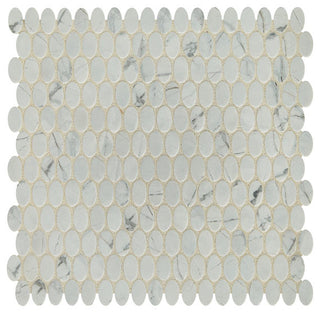 12x12 Statuette Oval Mosaic Marble-Look Matte Smooth Glass Tile