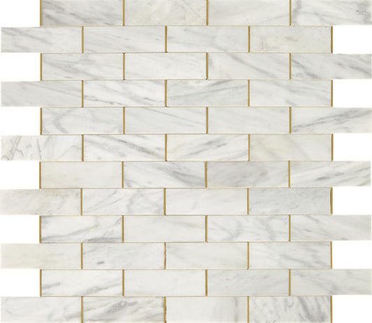 11x14 Lavaliere Subway Pattern Linear Mosaic Mixed-Color Honed Natural Marble Tile
