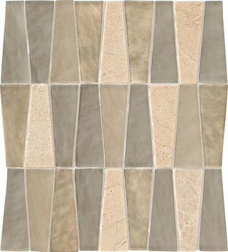 11x12 Regal Pendant Trapezoid Mosaic Mixed-Material Look Glossy Smooth Quartzite Tile