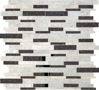 Marble Blend - 11x13 Lavaliere Random Pattern Linear Mosaic Mixed-Color Polished Natural Marble Tile