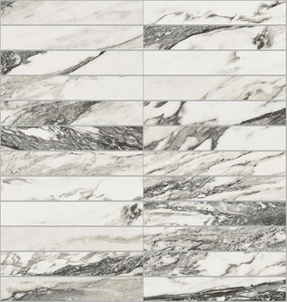 Storm Gray - 12x10 Divinium Straight Joint Mosaic Marble-Look Matte Smooth Porcelain Tile
