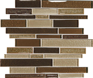 12x14 Crystal Shores Random Pattern Linear Mosaic Mixed-Color Glossy Smooth Glass Tile