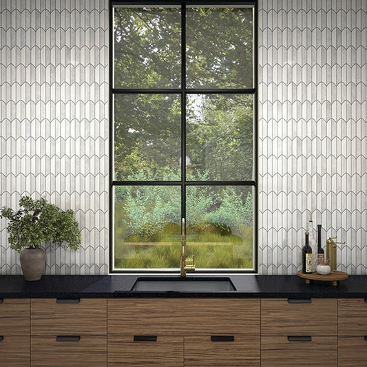 13x14 Eclessia Marble Leaf Mosaic Mixed-Color Polished Smooth Marble Tile