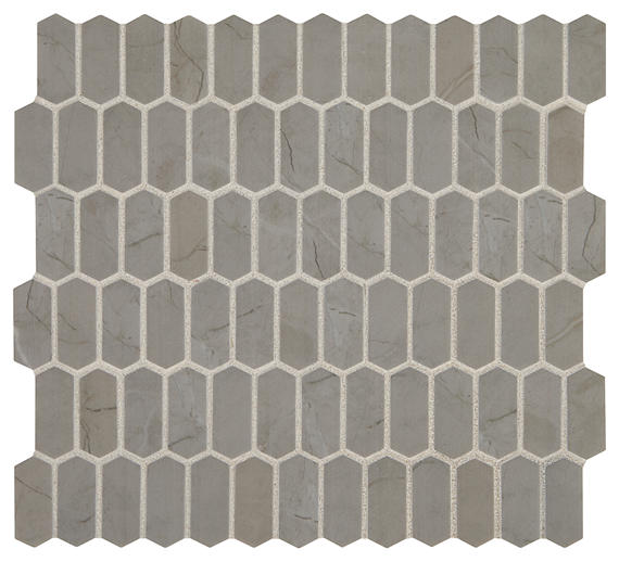 12x12 Statuette Picket Mosaic Marble-Look Matte Smooth Glass Tile