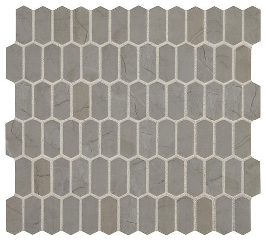 12x12 Statuette Picket Mosaic Marble-Look Matte Smooth Glass Tile