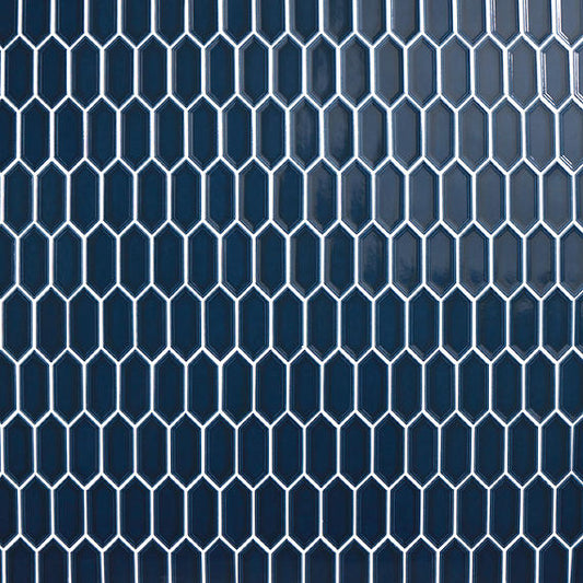 12x11 Luminique Picket Framed Mosaic Solid-Color Glossy Embossed Ceramic Tile