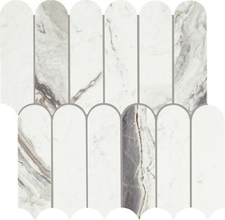 12x13 Eclessia Marble Scallop Fan Shell Mosaic Natural-Look Polished Smooth Marble Tile