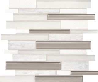 12x14 Idyllic Blends Random Pattern Linear Mosaic Mixed-Material Glossy Smooth Glass Tile