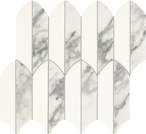 13x14 Eclessia Marble Leaf Mosaic Mixed-Color Polished Smooth Marble Tile