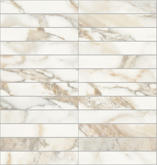 12x10 Divinium Straight Joint Mosaic Marble-Look Matte Smooth Porcelain Tile