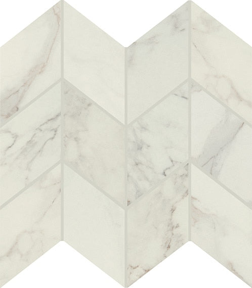 10x12 Famed Chevron Mosaic Marble-Look Polished Smooth Porcelain Tile