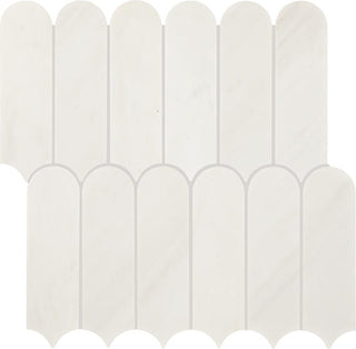 12x13 Eclessia Marble Scallop Fan Shell Mosaic Natural-Look Polished Smooth Marble Tile