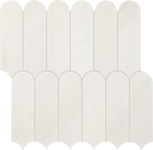 12x13 Eclessia Marble Scallop Fan Shell Mosaic Natural-Look Polished Smooth Marble Tile
