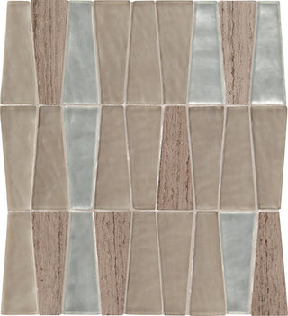 11x12 Regal Pendant Trapezoid Mosaic Mixed-Material Look Glossy Smooth Quartzite Tile