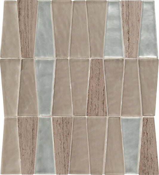 11x12 Regal Pendant Trapezoid Mosaic Mixed-Material Look Glossy Smooth Quartzite Tile