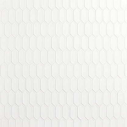 12x11 Luminique Picket Framed Mosaic Solid-Color Glossy Embossed Ceramic Tile