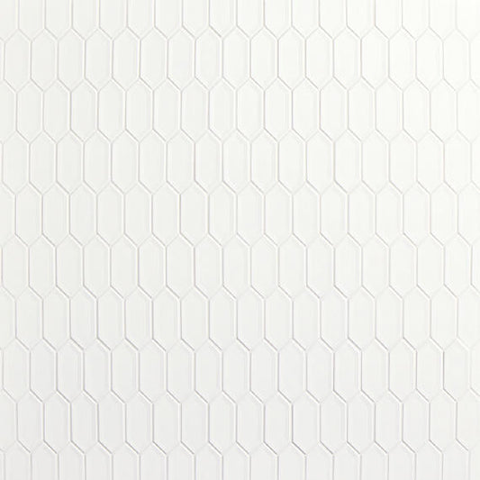 12x11 Luminique Picket Framed Mosaic Solid-Color Glossy Embossed Ceramic Tile