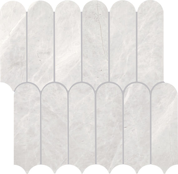 12x13 Eclessia Marble Scallop Fan Shell Mosaic Natural-Look Polished Smooth Marble Tile