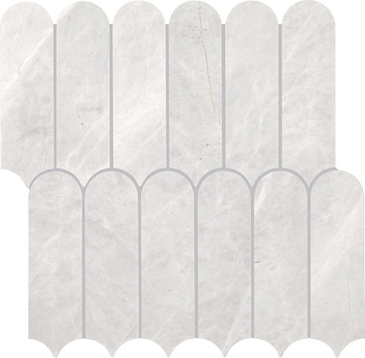 12x13 Eclessia Marble Scallop Fan Shell Mosaic Natural-Look Polished Smooth Marble Tile