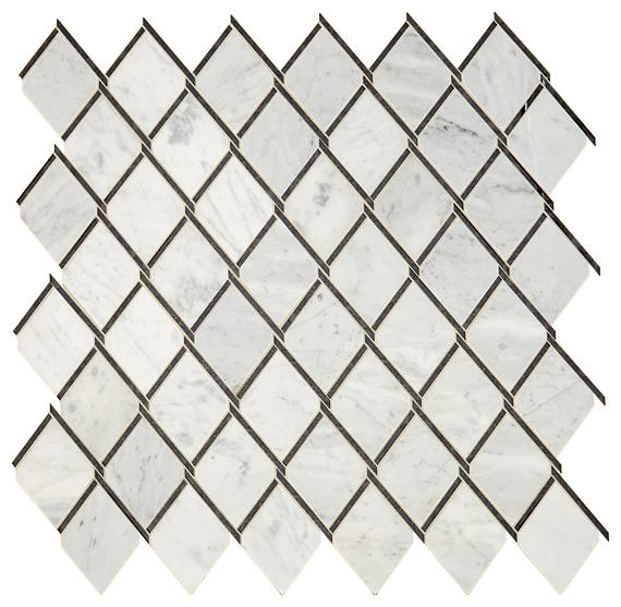 14x14 Lavaliere Diamond Chain Lattice Mosaic Mixed-Color Polished Natural Marble Tile