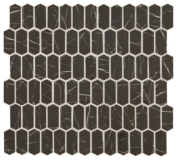 12x12 Statuette Picket Mosaic Marble-Look Matte Smooth Glass Tile