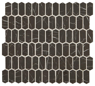 12x12 Statuette Picket Mosaic Marble-Look Matte Smooth Glass Tile