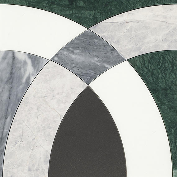 12x12 Eclessia Marble Ellipse Oval Arches Mosaic Mixed-Color Polished Smooth Marble Tile