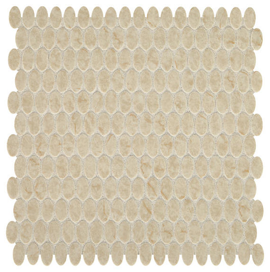 12x12 Statuette Oval Mosaic Marble-Look Matte Smooth Glass Tile
