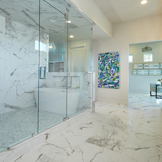 White Marble - 12x24 Marble Attache Natural Marble-Look Matte Smooth Porcelain Tile
