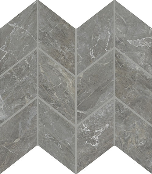 10x12 Famed Chevron Mosaic Marble-Look Polished Smooth Porcelain Tile