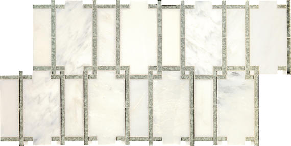 9x15 Lavaliere Framed Mosaic Mixed-Color Polished Natural Marble Tile