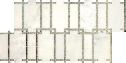 9x15 Lavaliere Framed Mosaic Mixed-Color Polished Natural Marble Tile