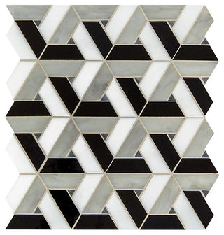 13x15 Vivify Trapezoid Mosaic Mixed-Color Glossy Smooth Glass Tile